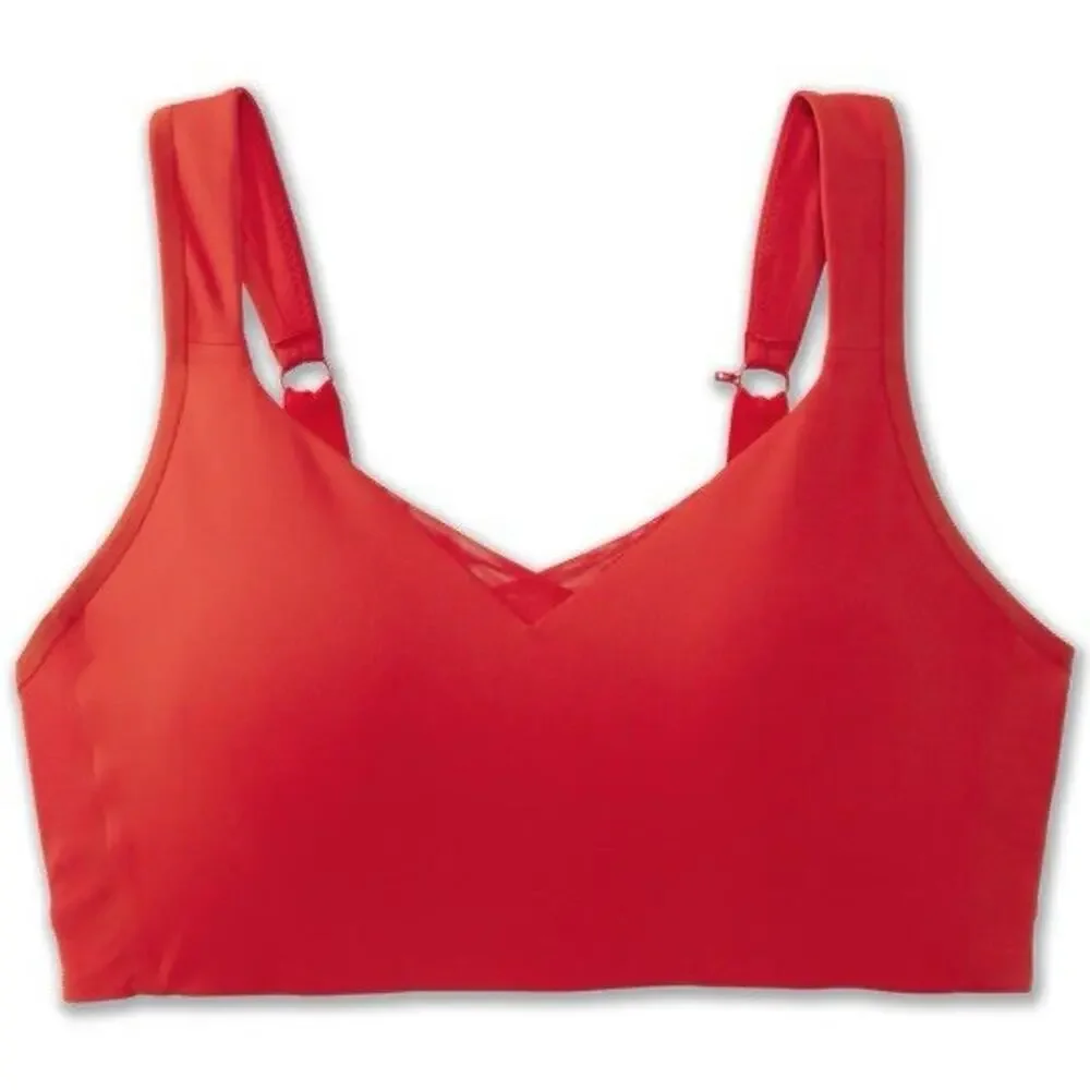 Brooks Juno High-Support Red Wireless Sports Bra 34C Crossback Adjustable Straps